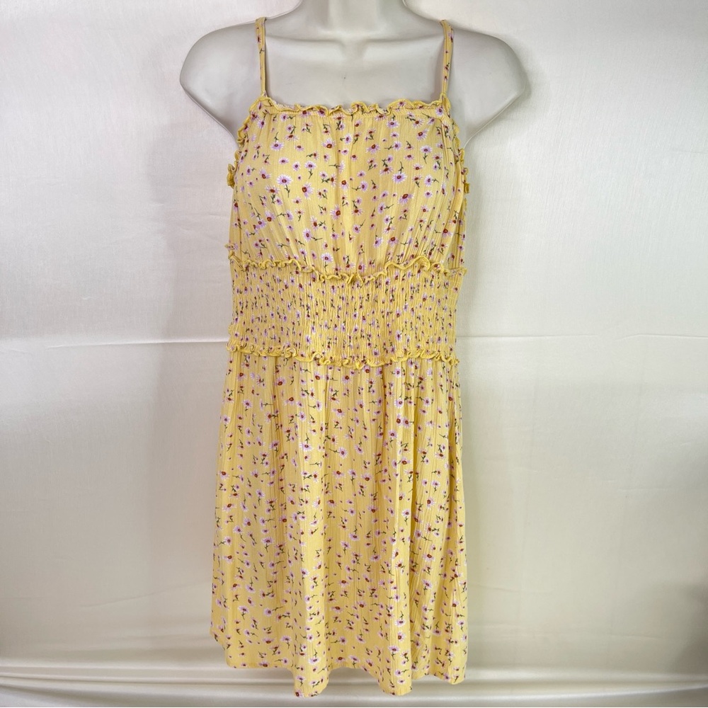 Blush Yellow Floral Summer Mini Dress Women's Size Small